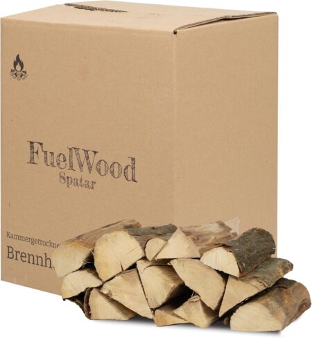 Sac de bois de chauffage en charme séché au four 25 cm avec faible humidité pour poêles, cheminées, barbecues et feux de camp.