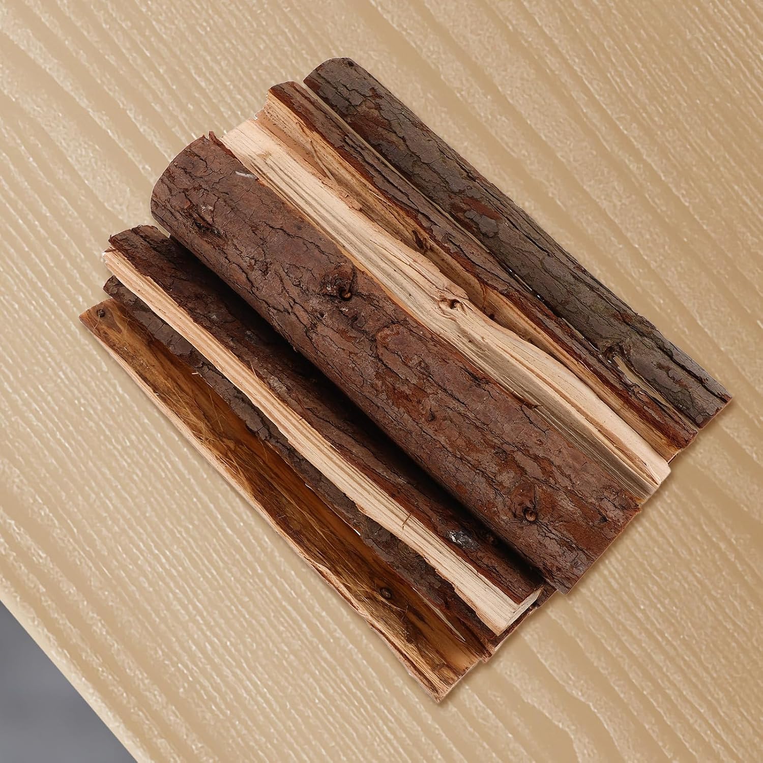 Accessoires cheminée en bois naturel - bûches déco hiver – Image 3