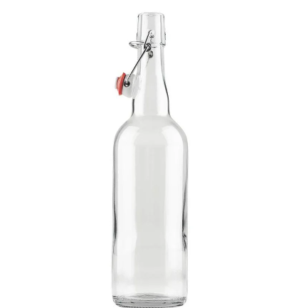 Lot de bouteilles verre transparent 750 ml étanches avec bouchon basculant pour brassage domestique et conservation des boissons.