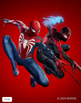 Jaquette du jeu marvel's spider-man 2 sur PlayStation 5 montrant les deux héros dans une aventure d'action spectaculaire à New York.