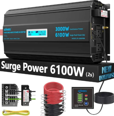 Image d’un onduleur pur sinus 600VA compact assurant une alimentation électrique stable pour appareils sensibles et installations autonomes.