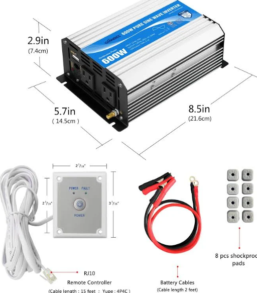 Onduleur pur sinus 600va pour énergie fiable continue – Image 2