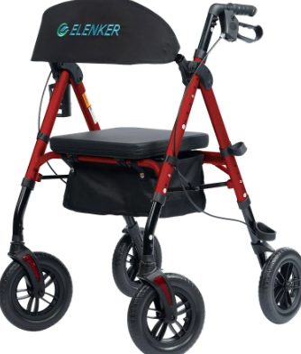 Elenker tout-terrain déambulateur robuste avec siège équipé de grandes roues et d'un cadre renforcé pour les déplacements extérieurs en toute sécurité.