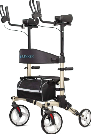 Elenker vertical déambulateur droit ergonomique réglable avec appuis-bras rembourrés et structure robuste pour une marche confortable et sécurisée.