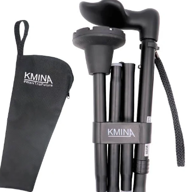KMINA canne ergonomique réglable pour marche confortable avec poignée ergonomique et structure légère en aluminium pour une aide à la marche sécurisée.