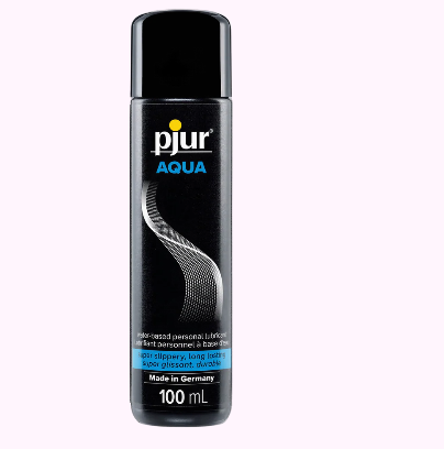 Flacon de lubrifiants à base d’eau Pjur Aqua 100 ml 2026 montrant un gel intime doux et transparent conçu pour une hydratation naturelle et confortable.