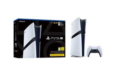 Console playstation 5 pro avec manette sans fil et design moderne pour une expérience de jeu immersive.