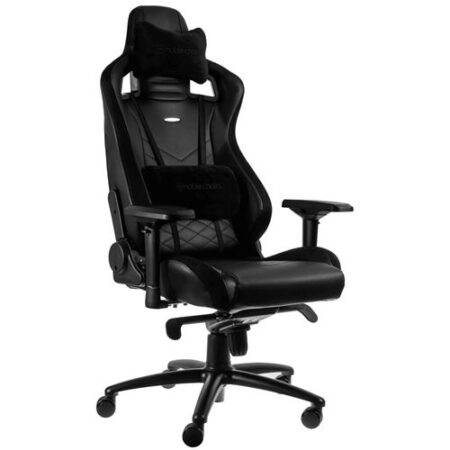 Chaise gamer ergonomique noire Noblechairs Epic avec dossier inclinable et accoudoirs réglables pour un confort optimal.