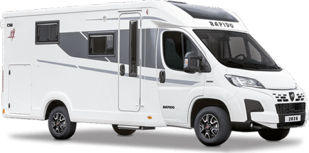 Image du rapido c50 2026 montrant un camping-car compact moderne conçu pour le voyage, le confort et les aventures en camping.